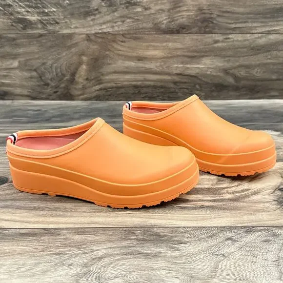 NIB Hunter Original Waterproof Platform Play Clogs 7 38 Orange - Picture 4 of 12